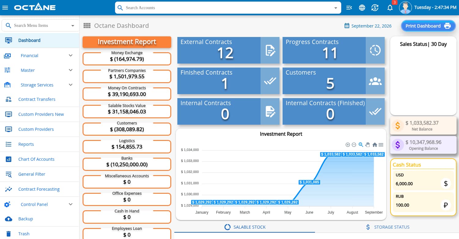Octane oil & gas transit logistics dashboard